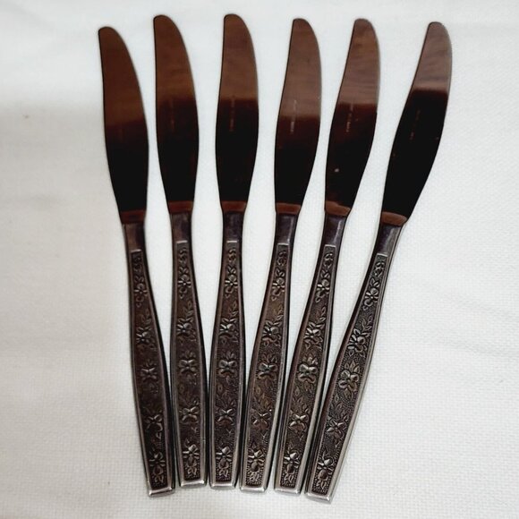 6 Stanley Roberts La Spana Dinner Knives 8.5" Rogers Co. stainless flatware - Picture 3 of 9